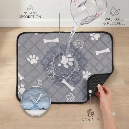 Washable & Reusable Pee Pads for Dogs (Light Grey,18x24,2 Packs)