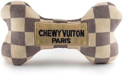 Haute Diggity Dog Chewy Vuiton Bone Plush Dog Toy, Designer Parody Toy