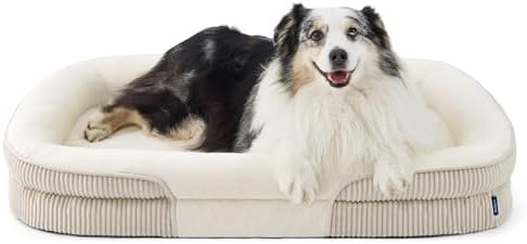 Bedsure XLPro 360°Oval Bolster Orthopedic Dog Beds Large Sized Dog,45" Beige