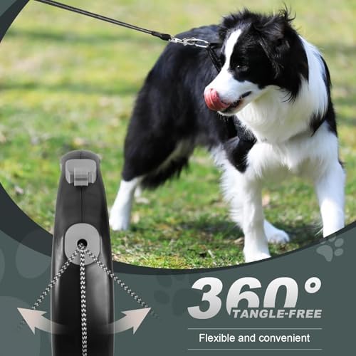 Retractable Dog Leash, 30 FT/ 20 FT Dog Walking Leash for Small Medium Large Dogs up to 77 lbs/ 44 lbs, Heavy Duty No Tangle (Black, 20 FT (0-44 lbs))