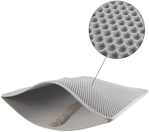 Cat Litter Mat - 30x24-Inch Waterproof Litter Box Mat with Dual-Layer Honeycomb Design for Trapping Litter - Slip-Resistant Cat Mat by PETMAKER (Gray)