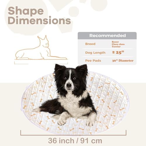 Meow&Woof Reusable Puppy Pads - Washable Pee Pads for Dogs 100% Waterproof Round Playpen Mat, Super Absorbent and Durable Reusable Pee Pads for Dogs 36 Inch 1 Pack