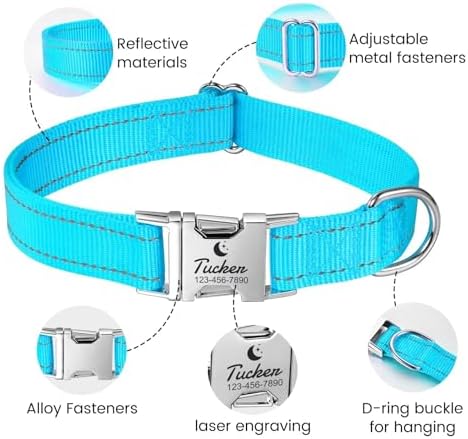 Silent Dog Collar Personalized with Name Phone Number Laser Engraved