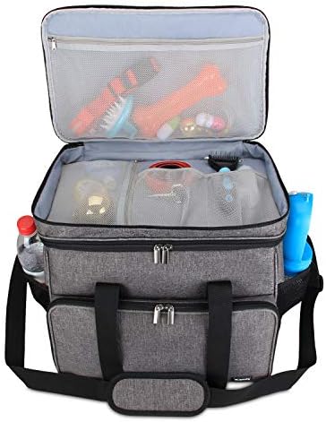 Teamoy 2 Layer Dog Travel Bag, Pet Supplies Weekend Tote Organizer, Gray