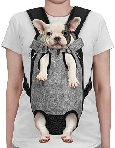 PetAmi Dog Carrier Backpack, Adjustable Pet Cat Front Carrier Backpack, Ventilated Dog Chest Carrier for Hiking Camping Travel, Sling Bag for Small Medium Dog Cat Puppies, Large, 12-16 lbs, Grey
