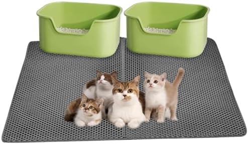 caldara Cat Litter Mat 47/x 27.5/,Extra Large litter trapping mat Double Layer Waterproof Easy Clean,cat accessories(Gray) MSD001