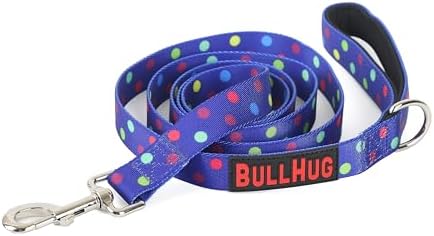 BULLHUG 6 FT Bulldog Leash with Padded Handle. Perfect for Bulldogs, French Bulldogs, Pugs & All Breeds. Leashes for Walking, Training Lead for Bulldogs (Polka Dots)
