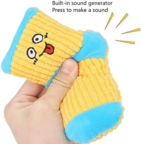 Squeaky Dog Toys, Funny Plush Dog Toys, Cute Socks Dog Birthday Gift Pet Chew Toys for Small Medium Dogs(Green Purple)