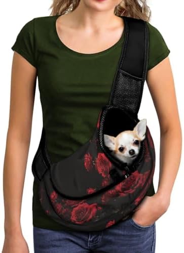 COEQINE Goth Dog Sling Bag Crossbody Dogs Carrier Bag for Smal Travel Walk