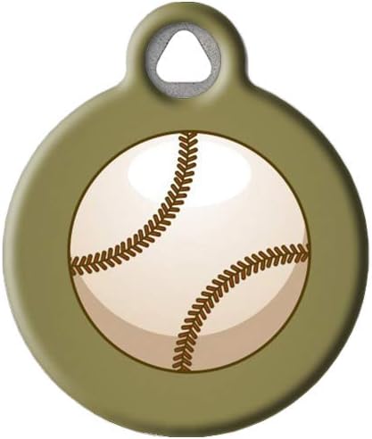 Baseball Personalized Pet ID Tag for Dogs and Cats, Silent Nametag, Small .875" Diameter