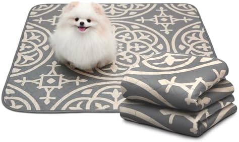 Paw Inspired Designer Medallion Print Dog Pads, 36x36 Inch Size, 2 Pack