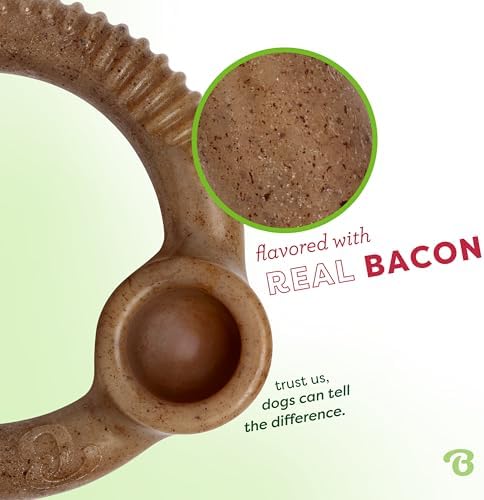 Benebone Ring Durable Dog Chew Toy for Aggressive Chewers, Real Bacon, Made in USA, Large (Pack of 2)