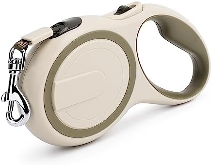 Segarty Retractable Leash Small Dog, 16ft Heavy Duty Walking Dog Leash for Medium Pet up to 44lb, Anti-Slip Handle 360°Tangle-Free Nylon Tape, One-Handed One Button Lock and Release (Khaki)