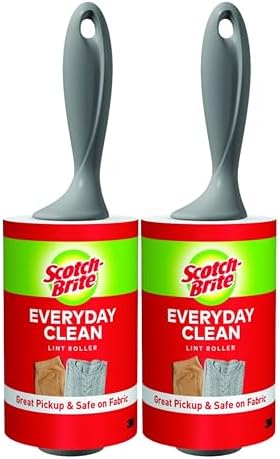 Scotch-Brite Everyday Clean Lint Roller, Scotch Brand Adhesive, Pet Hair & Lint Remover for Clothes, Furniture & Car, 4 in x 54.2 ft Each, 2 Pack, 190 Sheets Total