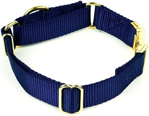 Country Brook Petz - Martingale Dog Collar - Heavy Duty Nylon Adjustable Martingale Dog Collar with Metal Buckle for Small Medium Large Breeds - 30+ Color Options (3/4 Inch, Small, Navy Blue)