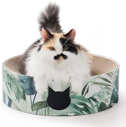 Necoichi Cat Scratcher Bowl for Indoor Cats - Cat Scratching Lounger with Reversible Usability and Extra Comfort for Lounge, Cardboard Bed Couch