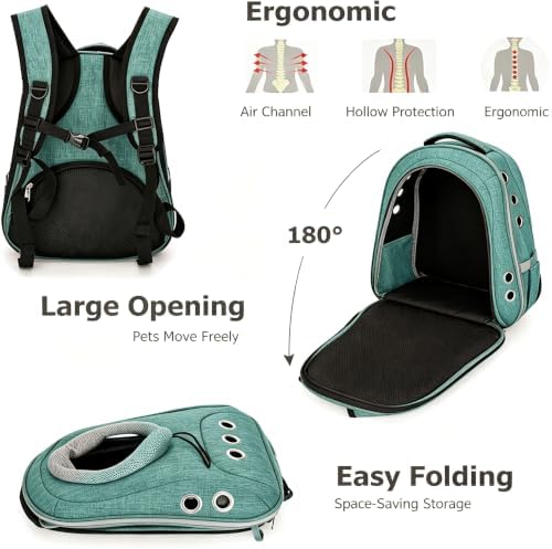 Small Dog Cat Chest Backpack Carrier,Large Space Ventilated Front Facing Backpack Carrier for Puppy,Lightweight Doggy Backpack for Hiking,Camping,Travel,Outdoor,Max 12 lbs(Cyan)