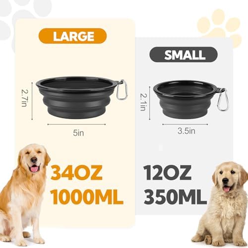 Collapsible Dog Bowl for Travel,2-Pack 12oz Pet Portable Water Food Bowls
