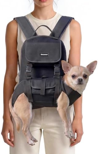 Dog Backpack, 3 Use Ways Spine-Friendly Dog Carriers for Small Medium Dogs, Legs Out Pet Carrier with Safety Straps, Buckle Support, Comfort for Travel, Hiking, Biking, Small
