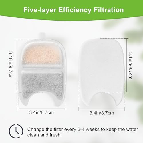 12 Set Replacement Filters & Sponges for 135 fl oz/4L Wilreless Cat Water Fountain，Triple Filtration Pet Fountain Filter Replacement Compatible with Feelneedy 4L Wilreless Cat Water Fountain
