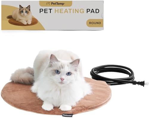 Pet Heating Pad for Cats Dogs Indoor & Sheltered Outdoor Waterproof Heated Cat Bed Heated Dog Bed Chew Resistant Cord Constant Temperature Electric Warming (Brown, R: 16" × 16" × 1.3")