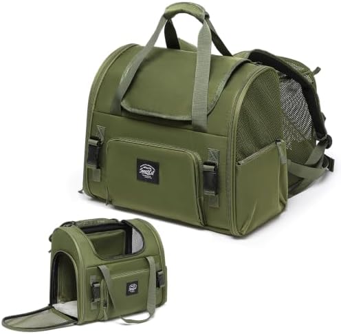 Pet Backpack Carrier for Small Dogs Medium Cats, Puppies,Breathable and Collapsible Design, Portable Travel Bag for Bearded Dragon,Rabbit Cage (Green, Small)