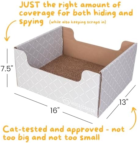 Hide & Scratch Cardboard Cat Scratcher Box & Bed Light Grey Diamond Pad