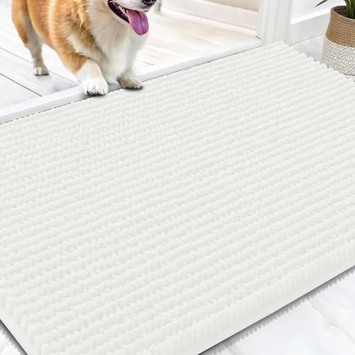 OLANLY Dog Door Mat for Muddy Paws 30x20, Extra Absorbent Chenille Mud Mat
