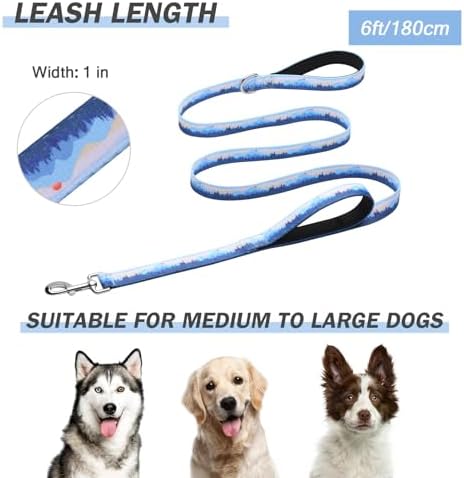 Hikiko 6FT Dog Leash Padded Double Handle with Designed Pattern