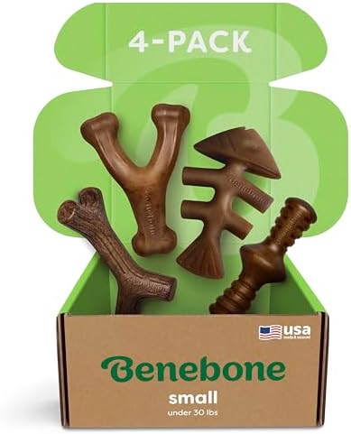 Benebone Small 4-Pack Dog Toys for Aggressive Chewers – Under 30 lbs