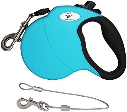 13ft Retractable Dog Leash for Small Breed Dogs up to 22 lbs with a Detachable Chew Proof Extender Wire Ropes (Blue S)