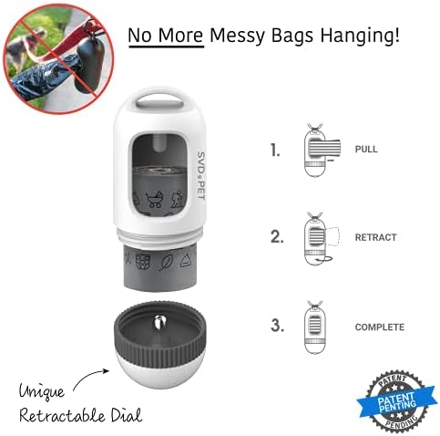 SVD.PET Dog Poop Bag Dispenser, Waste Bag Retractable, Pearl White