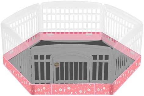 Marsui Dog Playpen Bottom Pad Fits for 36inch W and 24inch H 6 Panels Exercise Pet Dog Mat Puppy Crate Pad Reusable Washable Pet Training Pee Mat Hoop and Loop Design, Playpen Not Included(Pink)