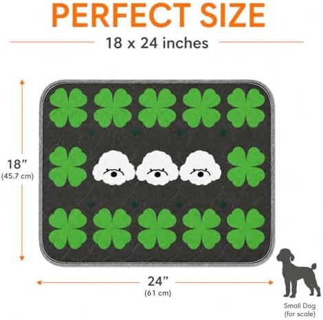 Washable Pee Pads for Dogs, 2 Pack Training Pads Puppy Pads Leak-Proof Reusable Pet Pad Super Absorbent and Non-Slip Litter Cats Mat for Whelping, Playpen, Housebreaking, Green 18''x24''