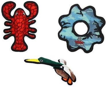 TUFFY® 3 Pack Gear Ring Duck Lobster Small Ultra Durable Plush Dog Toys