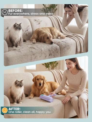 DELOMO Pet Hair Remover Roller, Reusable Lint Roller for Dog and Cat Hair