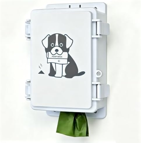Dog Poop Bag Dispenser Wall Mounted Outside or Inside Pet Waste Bags Holder Waterproof Screw-on or Strap-on Doggy Pickup Rolls Storage Station for Home, Backyard, Porch, Patio(white,dispenser only)