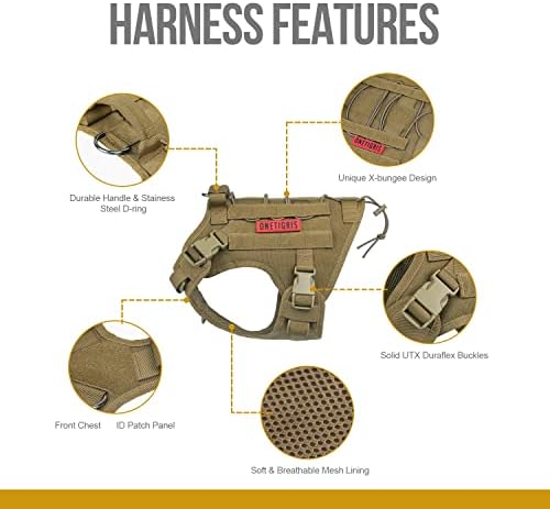 OneTigris Tactical Dog Harness No-Pull Service Vest for Medium Large Dogs