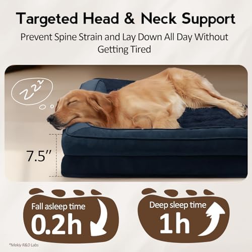 MEKIY Orthopedic Waterproof Dog Bed with Sides for Large Medium Dogs