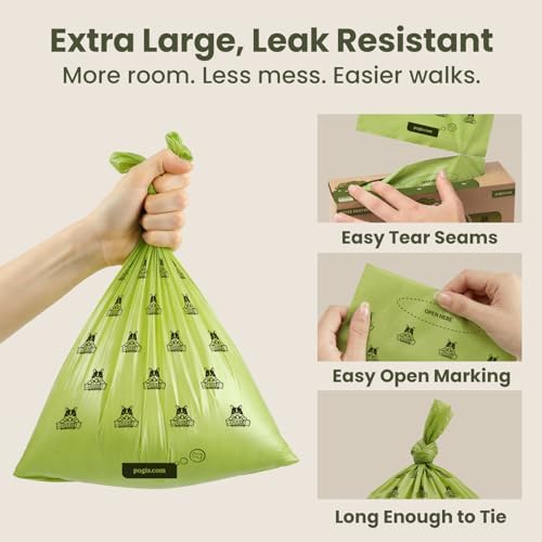 Pogi's Poop Bags – Large, Leak-Proof Dog Waste Bags for Yard or Home Use, Fresh Scent (Single Roll, 500-Count) (Pack of 3)