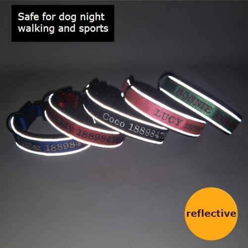 Muka Personalized Dog Collar, Reflective Embroidered Nylon Collars