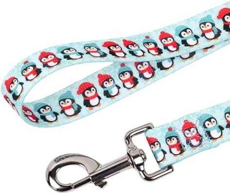 Country Brook Petz - Penguin Pals Everyday Dog Leash - Christmas Collection Featuring Festive Designs (4 Foot, 1/2 Inch Wide)