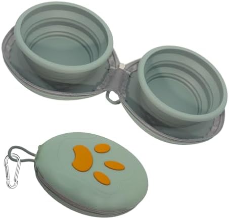2-in-1 Collapsible Dog Travel Bowl Portable Silicone Carabiner