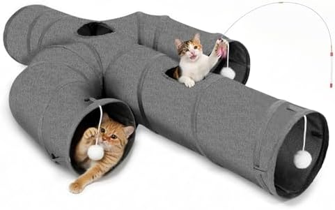 Ownpets Cactus Cat Tunnel 10" with Peek Holes for Indoor Large Cat, Grey