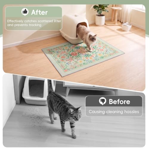 Bienbee Cat Litter Mat, 2 Pack 28" x 20" Machine Washable for Litter Boxes