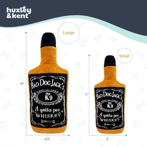 Huxley & Kent Power Plush Squeaky Dog Toy, Bad Dog Jack's Whiskey, Small