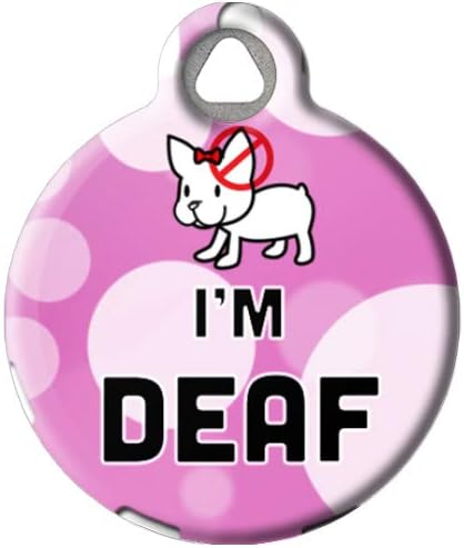 I'm Deaf Medical Alert Pet ID Tag | Personalized Dog Tag with Custom Name and Phone | Silent Polymer Coated Stainless Steel | Small 7/8 Inch