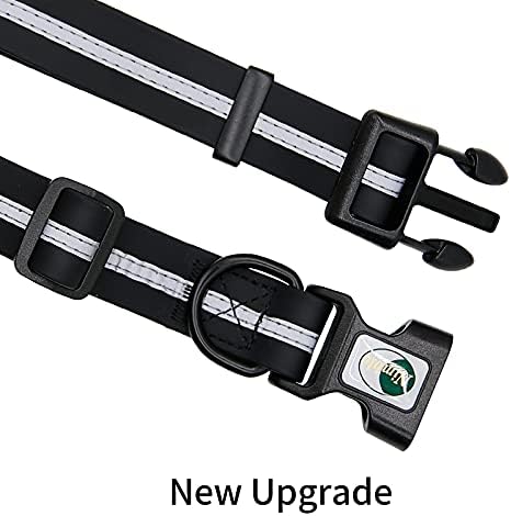 Nimble Reflective Waterproof Dog Collar Adjustable Odor Resistant Easy Clean Pet Collar for Small Medium Large Dogs Night Walking Outdoor Rainy Use (Medium (11.81”-18.5”inches), Black)