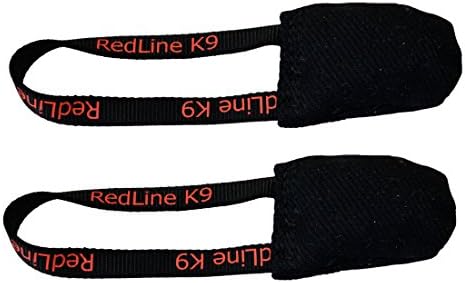 REDLINE K-9 Black French Linen 3" x 4" 1 Handle Pocket tug Toy Bundle of 2 Dog Tug Toy