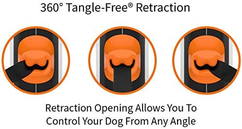 TUG 360° Tangle-Free Retractable Dog Leash with Waste Bag Dispenser (Medium, White/Orange)